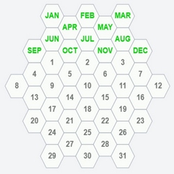 43 Hexagonal Calendar Puzzle Solver