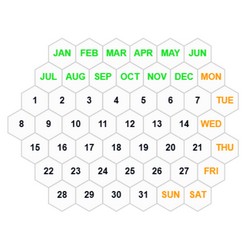 50p9F Hexagonal Calendar Puzzle Solver