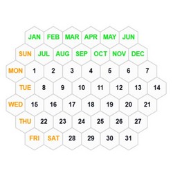 50p12PR Hexagonal Calendar Puzzle Solver