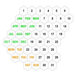 50p9P Hexagonal Calendar Puzzle Solver