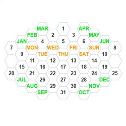 52p13F Hexagonal Calendar Puzzle Solver