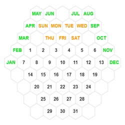 61p11P Hexagonal Calendar Puzzle Solver